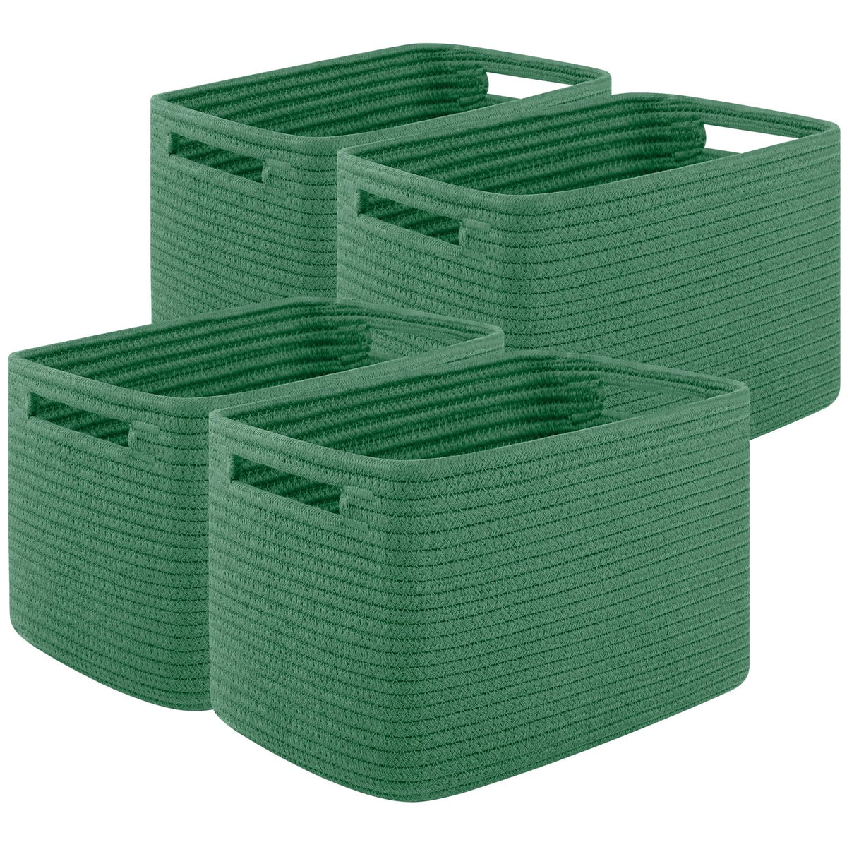 OIASKET 4Packs Natural Cotton Rope Storage Baskets for Organizing Toys, Clothes, Towels & Books, Soft Versatile Organizers for Shelves, Home Decorative Bins, 13''Lx9''Wx7.8''H, Brown