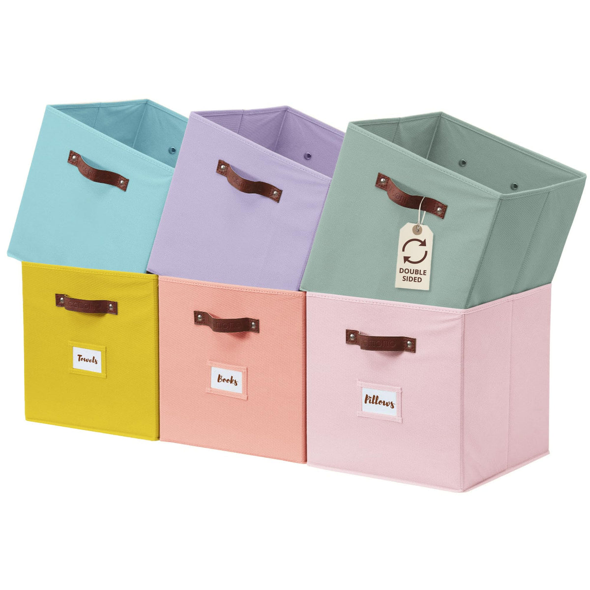 DECOMOMO Storage Bins, Cube Storage Bin with Labels