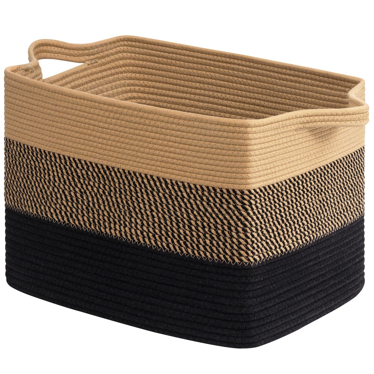 Goodpick Woven Storage Basket for Shelves, 13" x 10" x 9", Black Jute