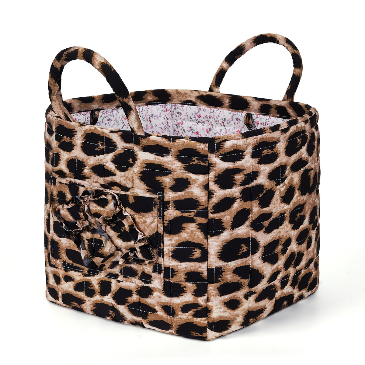 Floral Fabric Storage Basket Car Interior Storage Basket Underwear Sundries Laundry Baskets Supplies Home Organizer Bag (Red plaid)