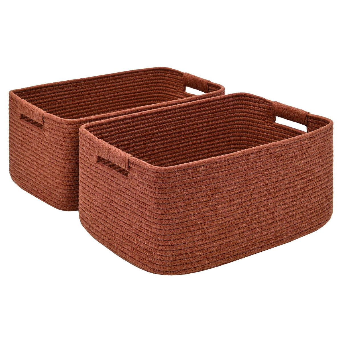 2 Pack Large Storage Basket for Organizing, 17.5"x13"x7" Woven Basket for Shelves, Closet Cube Storage Bins with Wrapped Handle, Cotton Rope Baskets for Kitchen, Clothes, Toys (Natural)