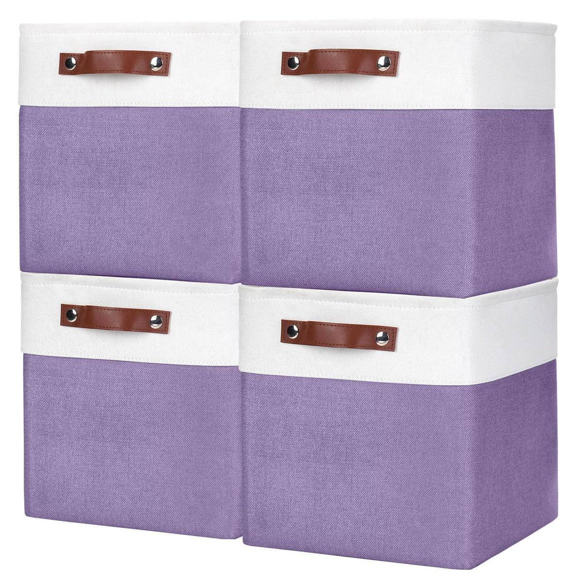 Bagnizer Storage Bins Large Fabric Storage Baskets for Shelves 3 Pack, Decorative Linen Closet Baskets with Handles for Organizing, Shelf, Clothes, Home, Office, 15x11x9.5Inches (Grey&White)