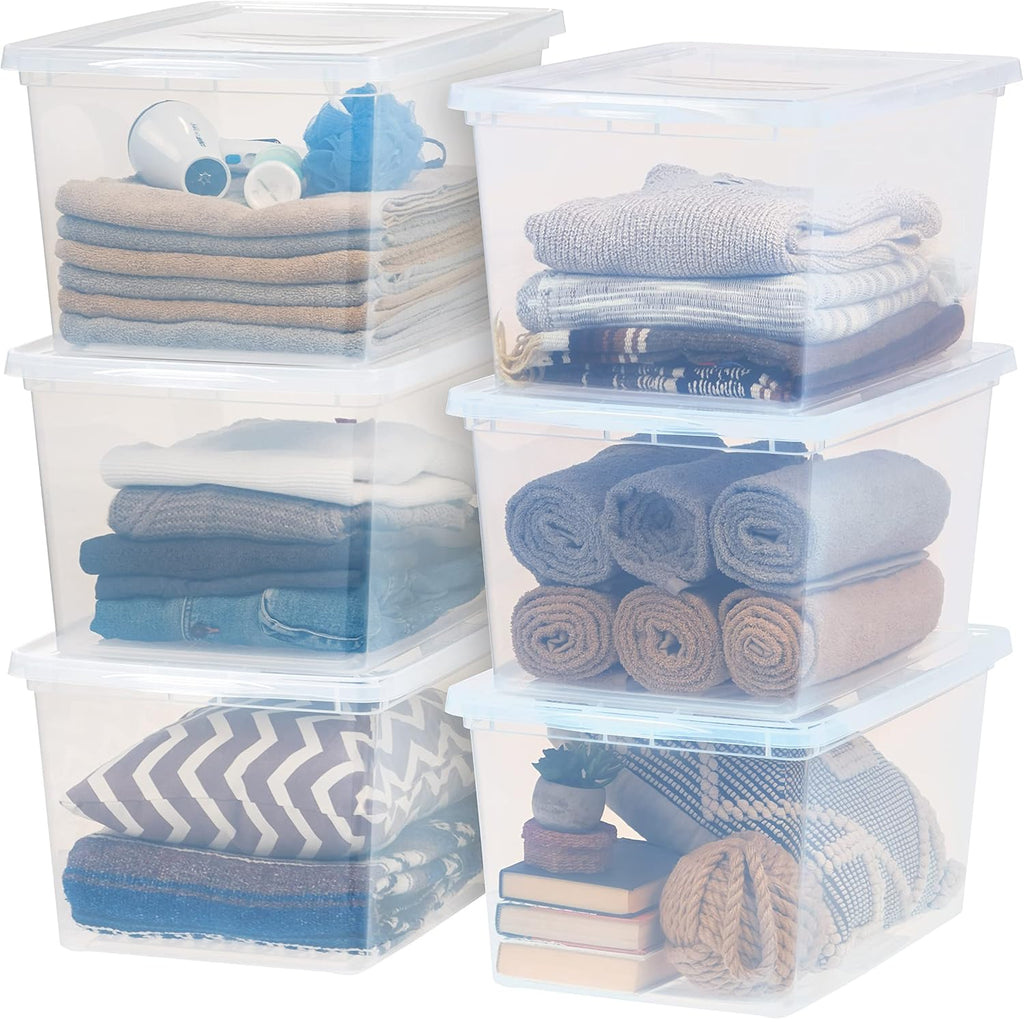 IRIS USA 12-Pack 15 Qt Storage Bins with Lids, Clear, Stackable