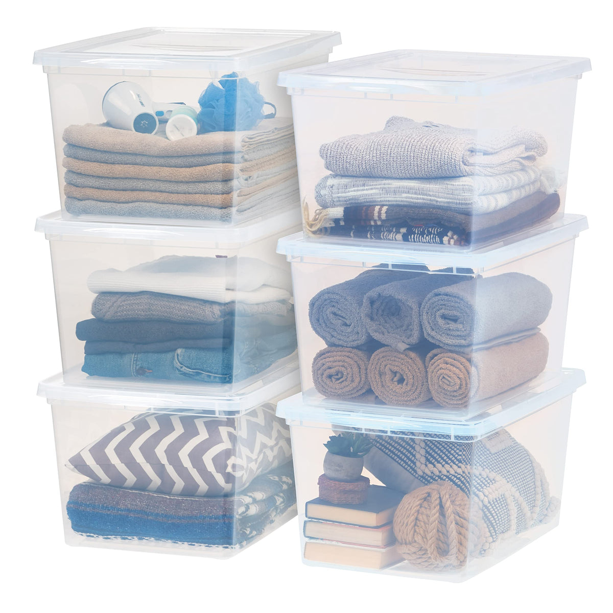 IRIS USA 12-Pack 15 Qt Storage Bins with Lids, Clear, Stackable