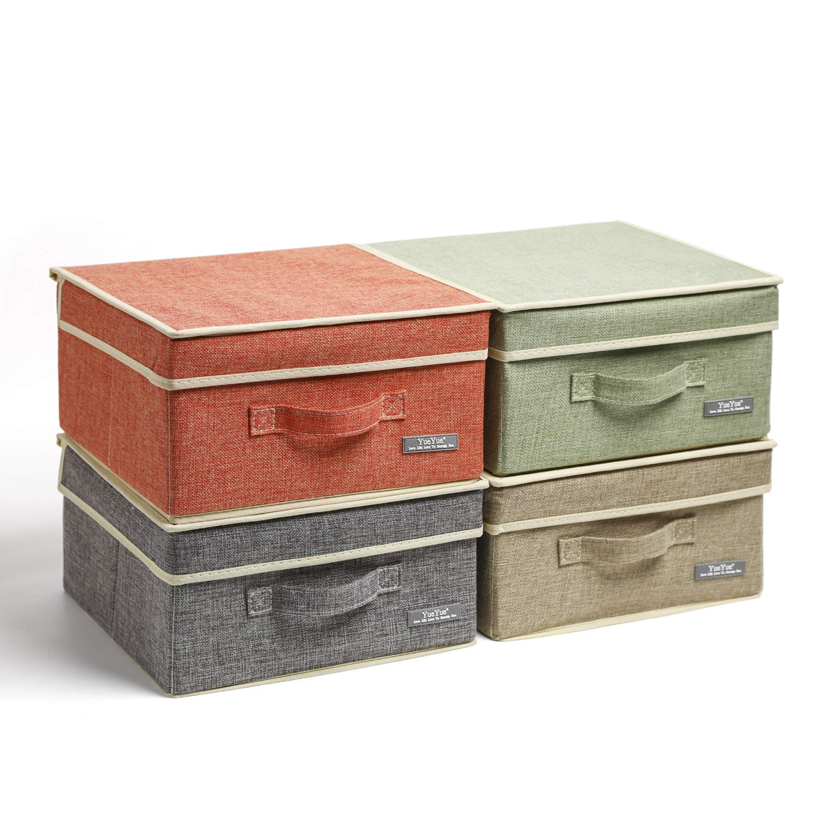 YueYue Cloth Foldable Fabric Bins Box Storage - 2 Pack 12.4 X 12 X 6.7 Inch Storage Bins With Lids Organizer Basket Gray - Bins Storage Shelves Closet Boxes Pack Collapsible