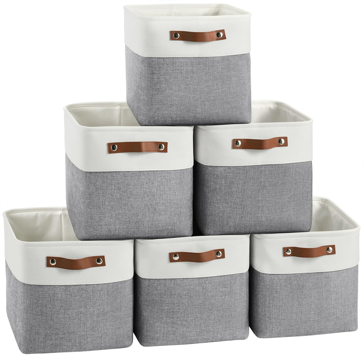 FinishingBo 11 inch Cube Storage Bin 6 Pack, Cube Organizer Bins