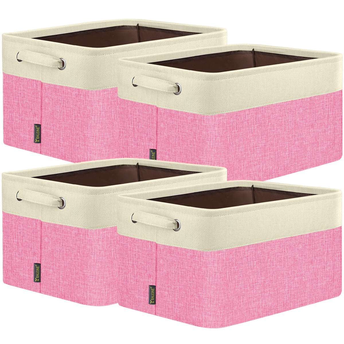 BALEINE 3 Pack Fabric Closet Storage Bins for Shelves, Linen Closet Organizers and Storage, Decorative Baskets for Organizing, Shelf, Clothes, Home, Office (Grey, 15"x11"x9.5")