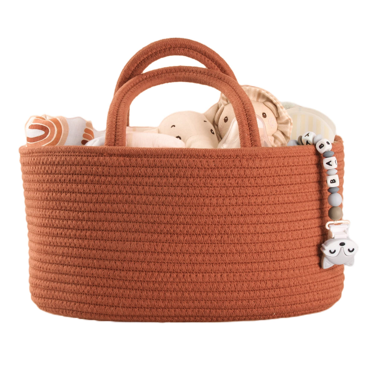 XUANGUO Cotton Rope Baby Diaper Caddy Organizer Basket Light Green