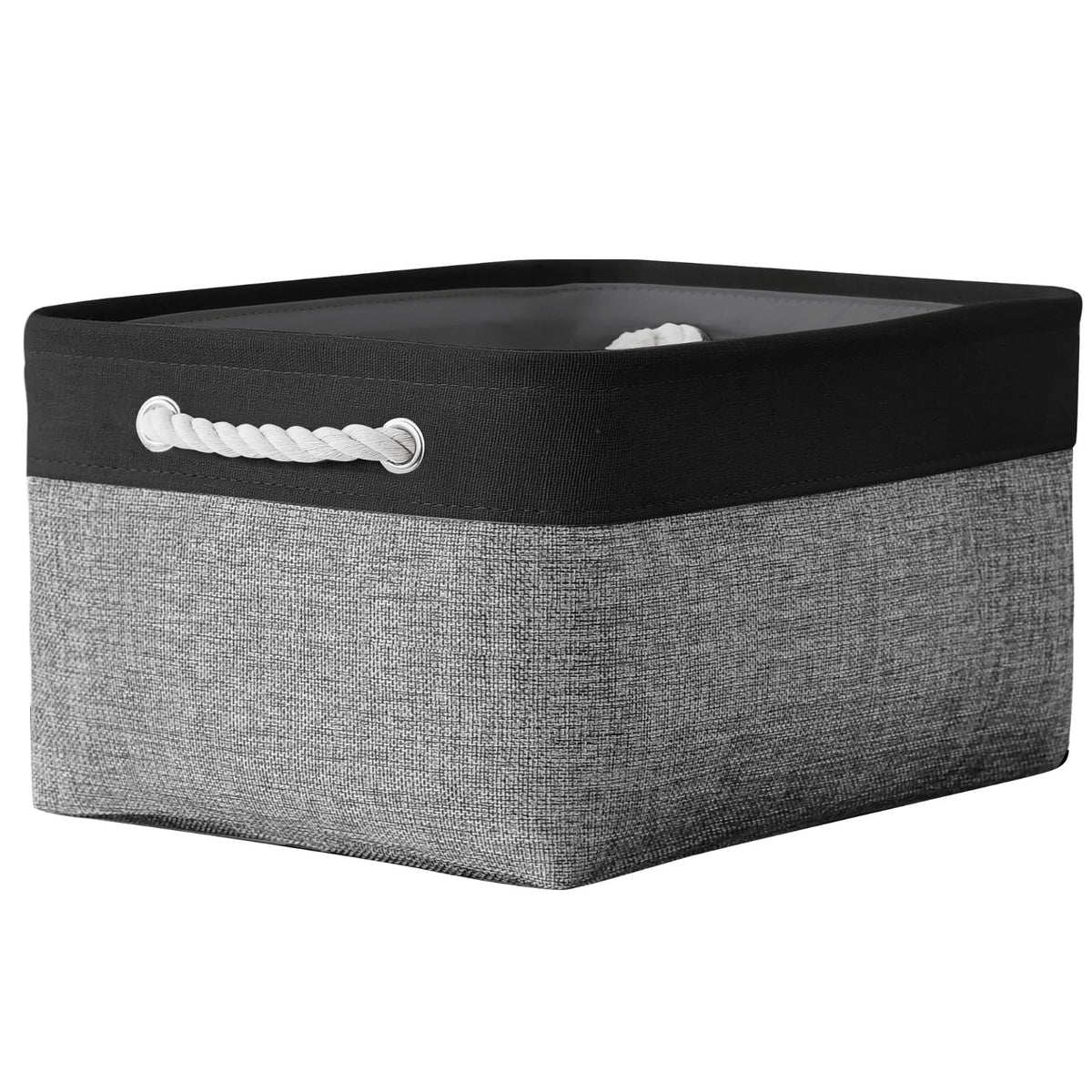 TheWarmHome Storage Basket for Organizing - Medium 3 Pack 14x10x7 inch Fabric Storage Cubes for Shelves with Rope, Collapsible Storage Bin for Organizer Closet Cloth Gift Toy (White & Jean Blue)