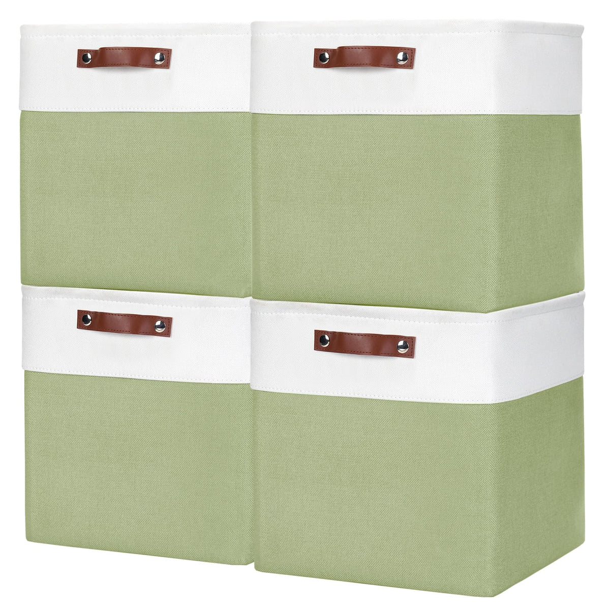 Bagnizer Storage Bins Large Fabric Storage Baskets for Shelves 3 Pack, Decorative Linen Closet Baskets with Handles for Organizing, Shelf, Clothes, Home, Office, 15x11x9.5Inches (Grey&White)
