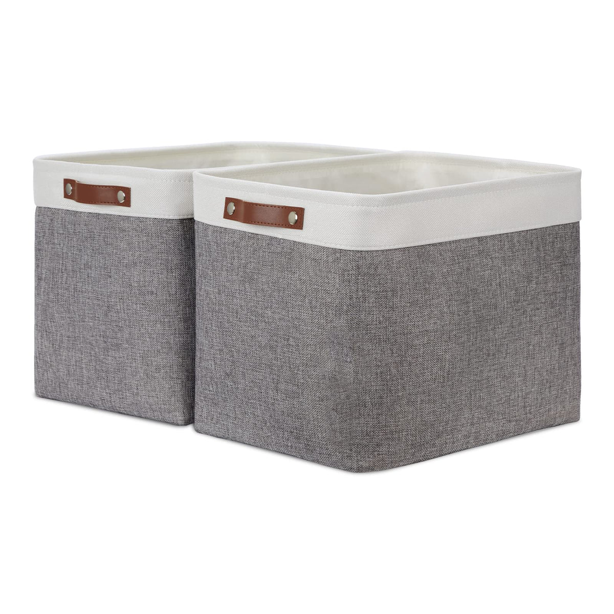 DULLEMELO Extra Large Storage Baskets, Fabric Storage Bins for Organizing Shelves Nursery Toys Books, Closet Baskets and Bins with Handles, Black&Grey, 2-Pack