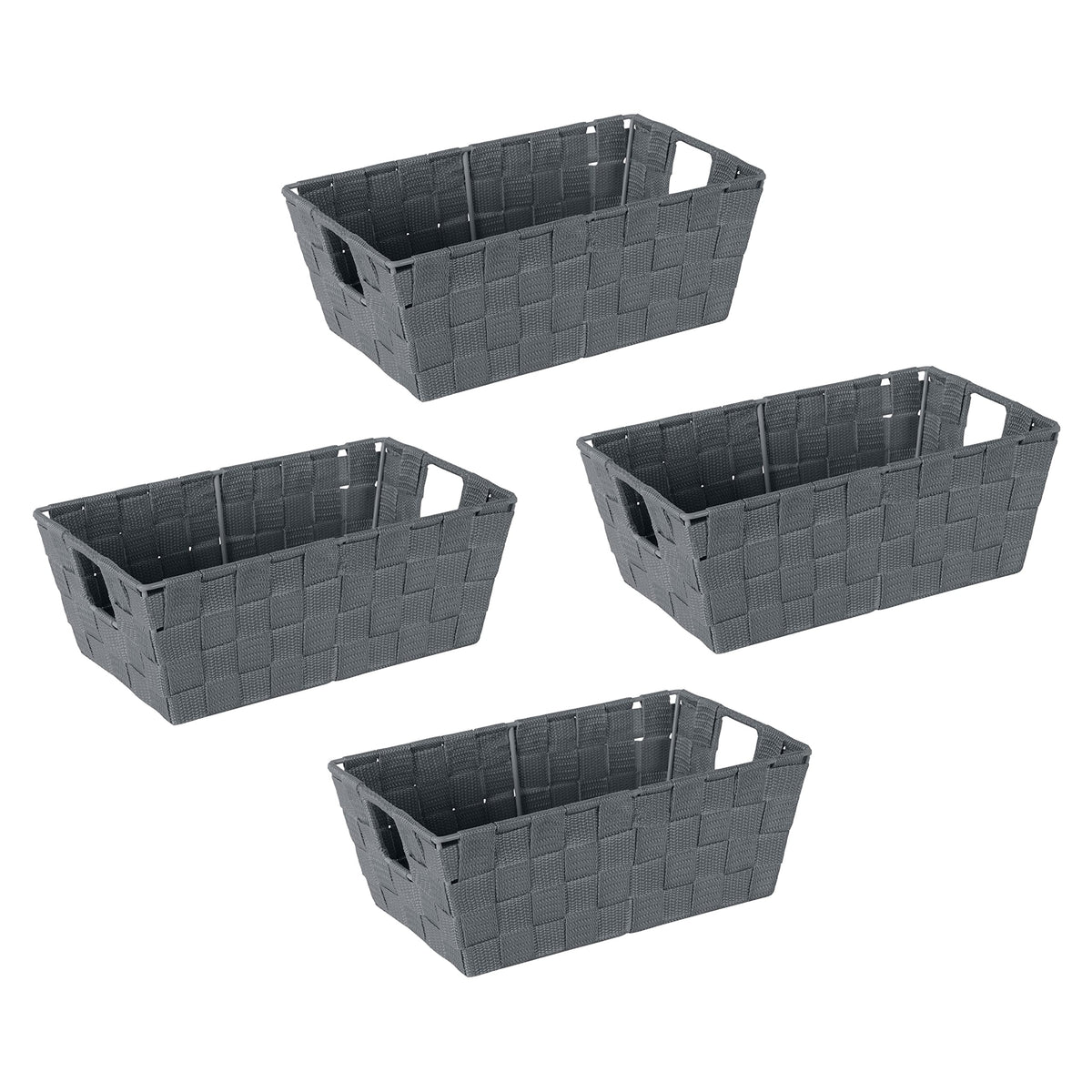 Simplify Medium Woven Strap Tote | Decorative Storage Basket | 2 Handles | Organization | Closet | Bedroom | Bathroom | Nursery | Accessories | Toys | Gifts | 1 Pack | Grey