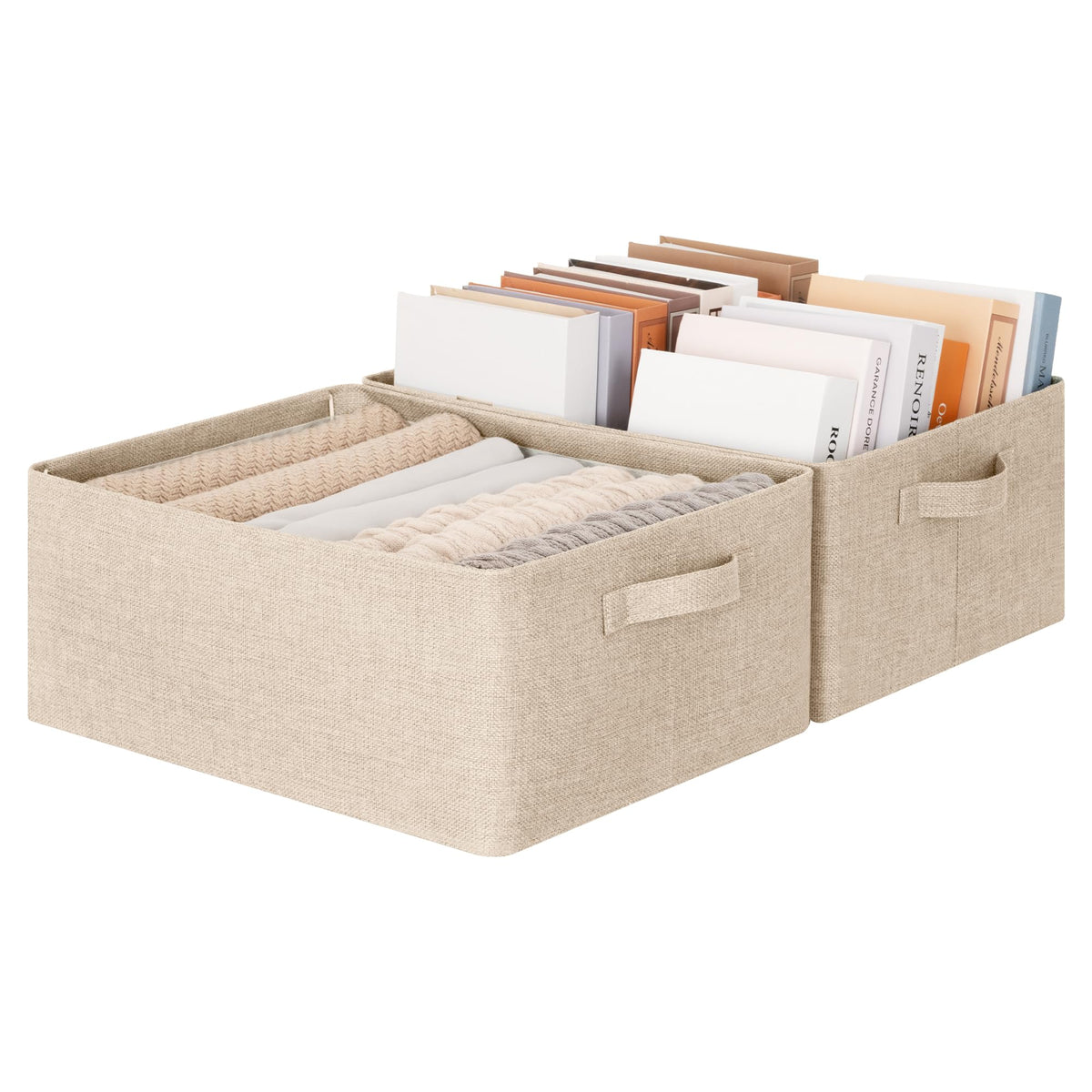 GRANNY SAYS Fabric Storage Bins, Storage Baskets, Beige, 2-Pack, 17"x13"x7"