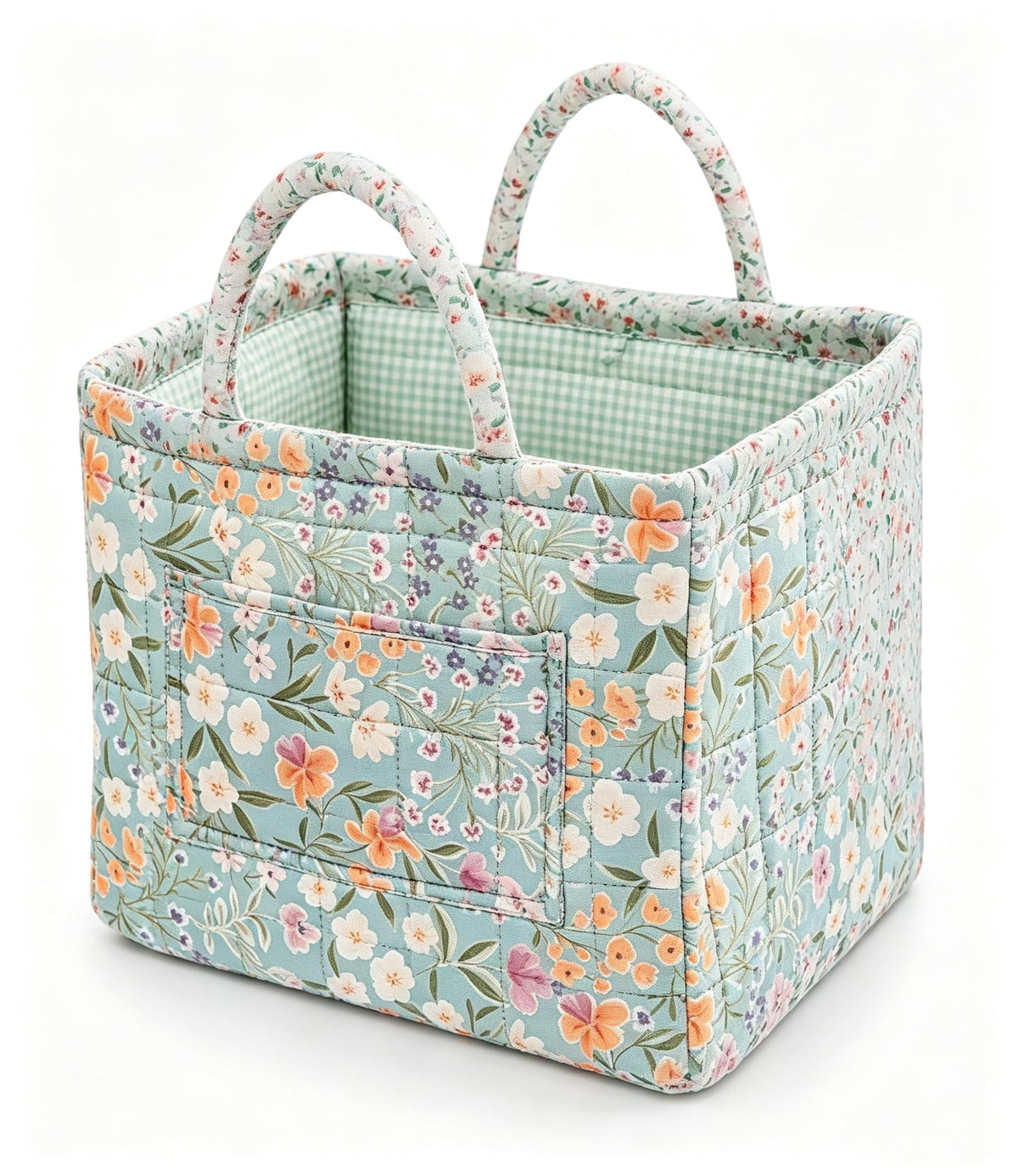 Storage Basket Boho Fabric Large Collapsible Floral Laundry Nursery Hamper Portable Folding Storage for Clothes Toys (Vine-Blue A)