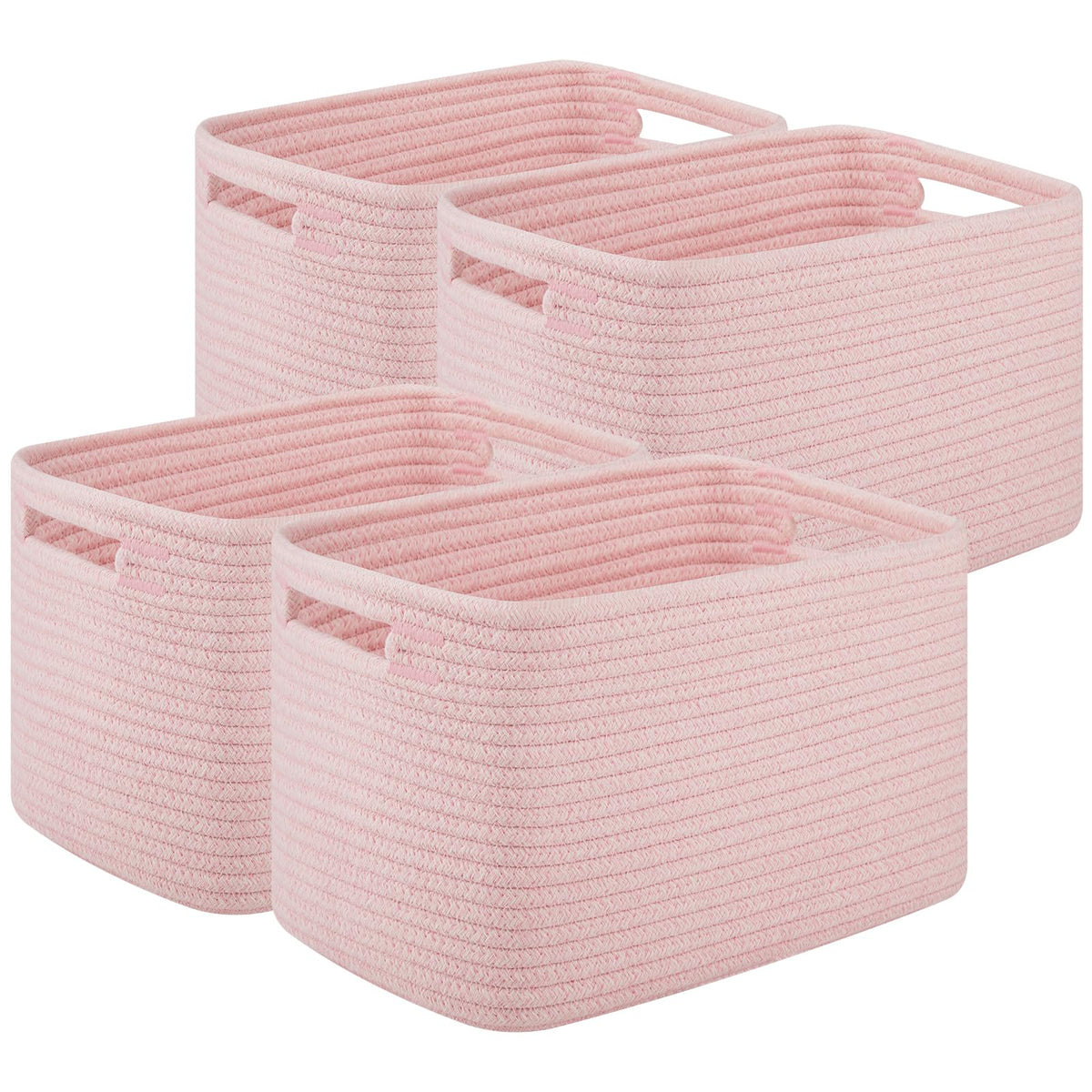 OIASKET 4Packs Natural Cotton Rope Storage Baskets for Organizing Toys, Clothes, Towels & Books, Soft Versatile Organizers for Shelves, Home Decorative Bins, 13''Lx9''Wx7.8''H, Brown