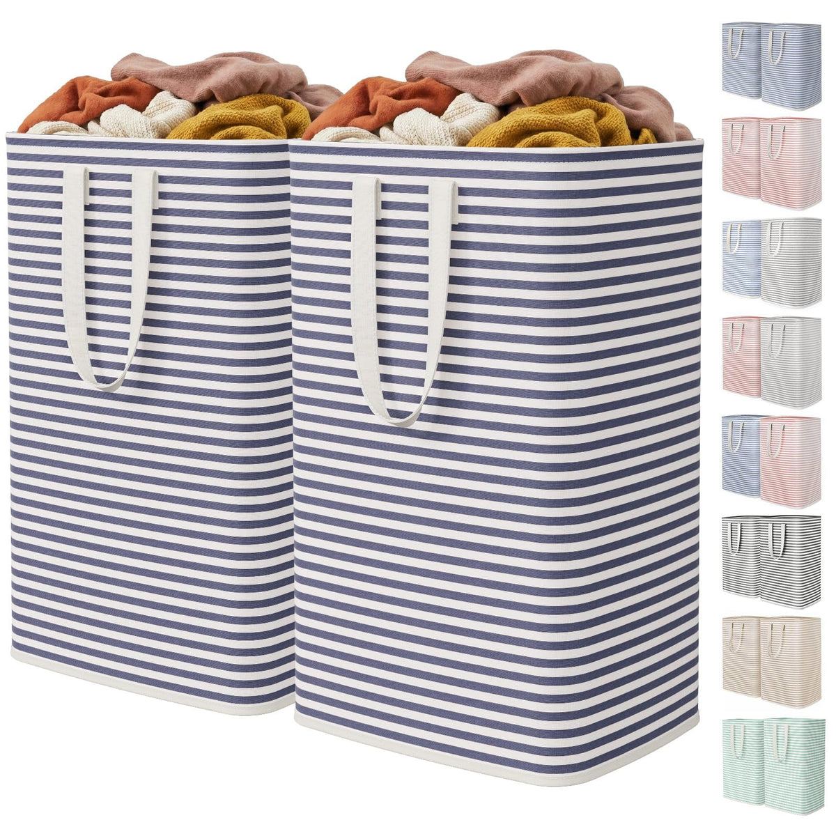 Lifewit 80L Large Laundry Baskets, 2 Pack, Reinforced Handles, Grey