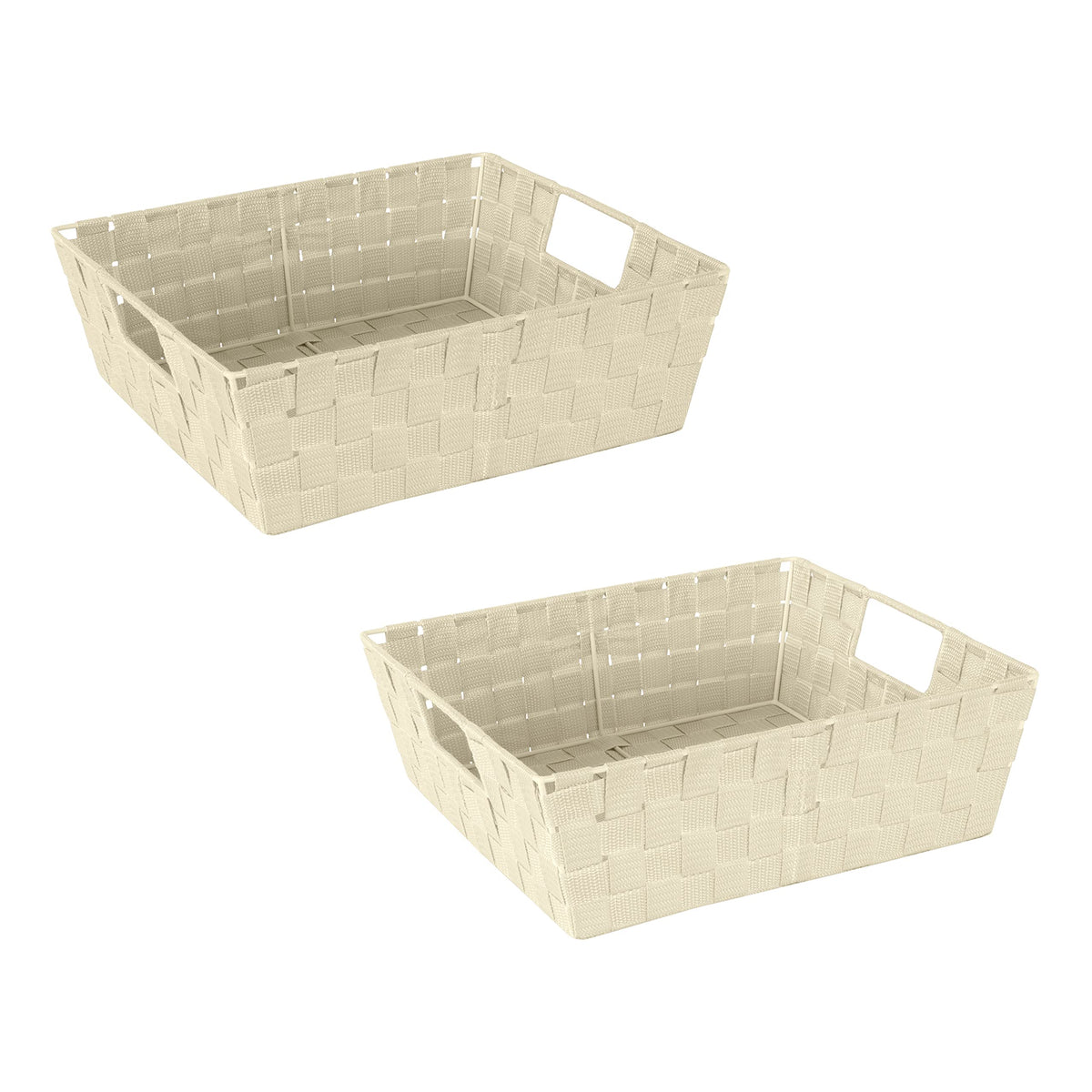Simplify Medium Woven Strap Tote | Decorative Storage Basket | 2 Handles | Organization | Closet | Bedroom | Bathroom | Nursery | Accessories | Toys | Gifts | 1 Pack | Grey