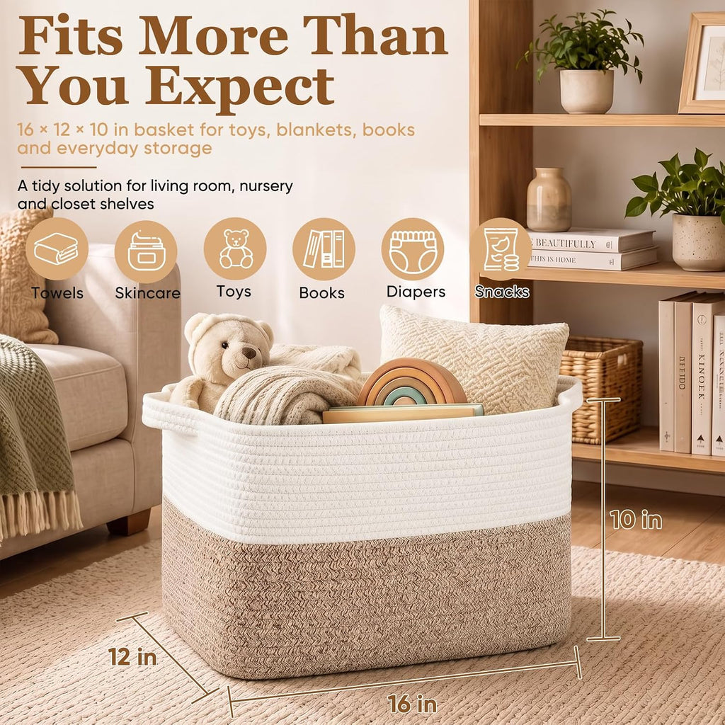 OIAHOMY 30L Woven Storage Basket for Shelves Baskets for Organizing Brown