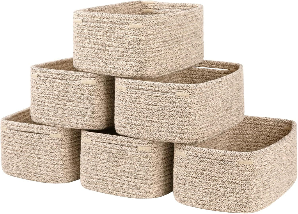 OIASKET 6 Pack Small Storage Baskets for Shelves, Basket for Organizing