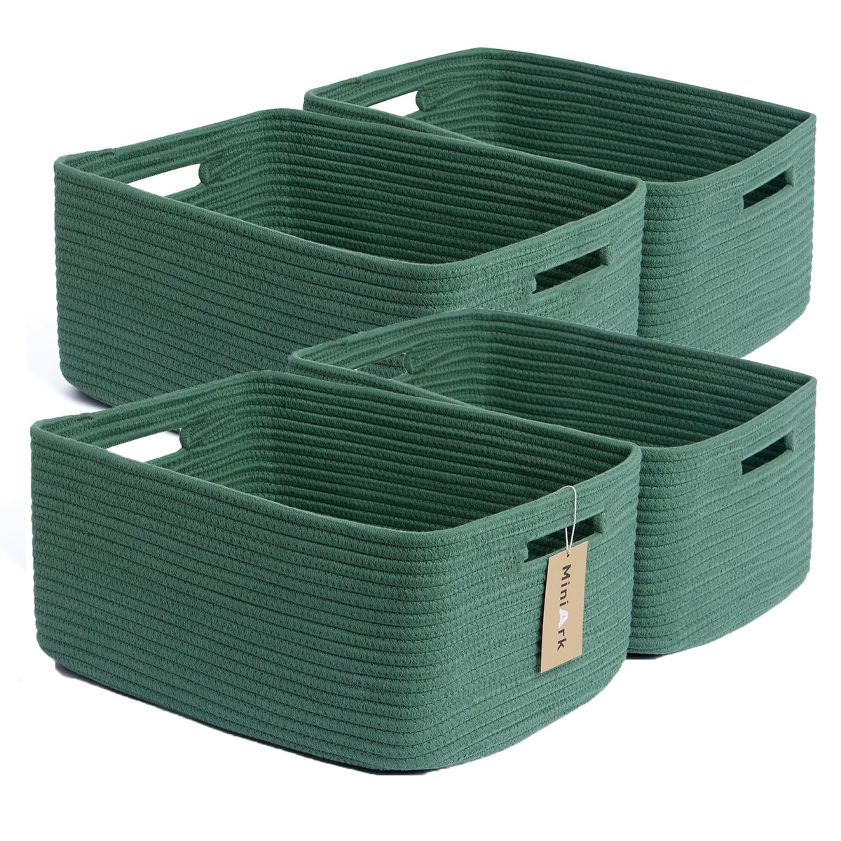 MiniArk Large Storage Baskets for Shelves, 17 x 13 x 7.5” Closet Organizers Bins for Clothes Blanket Towels, Baby Nursery, Toy Baskets Box, Woven Rope Baskets, 2 Packs Gradient Brown