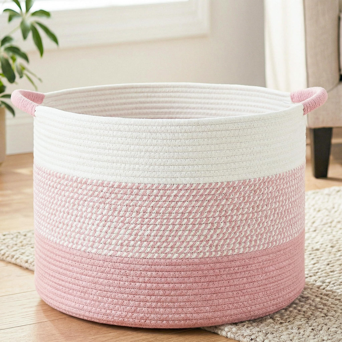 Artfeel 70L Large Cotton Rope Basket, Decorative Woven Blanket Storage for Living Room, Boho Toy Storage & Toy Box for Kids, Versatile Laundry Basket & Nursery Hamper for Blankets(Brown)