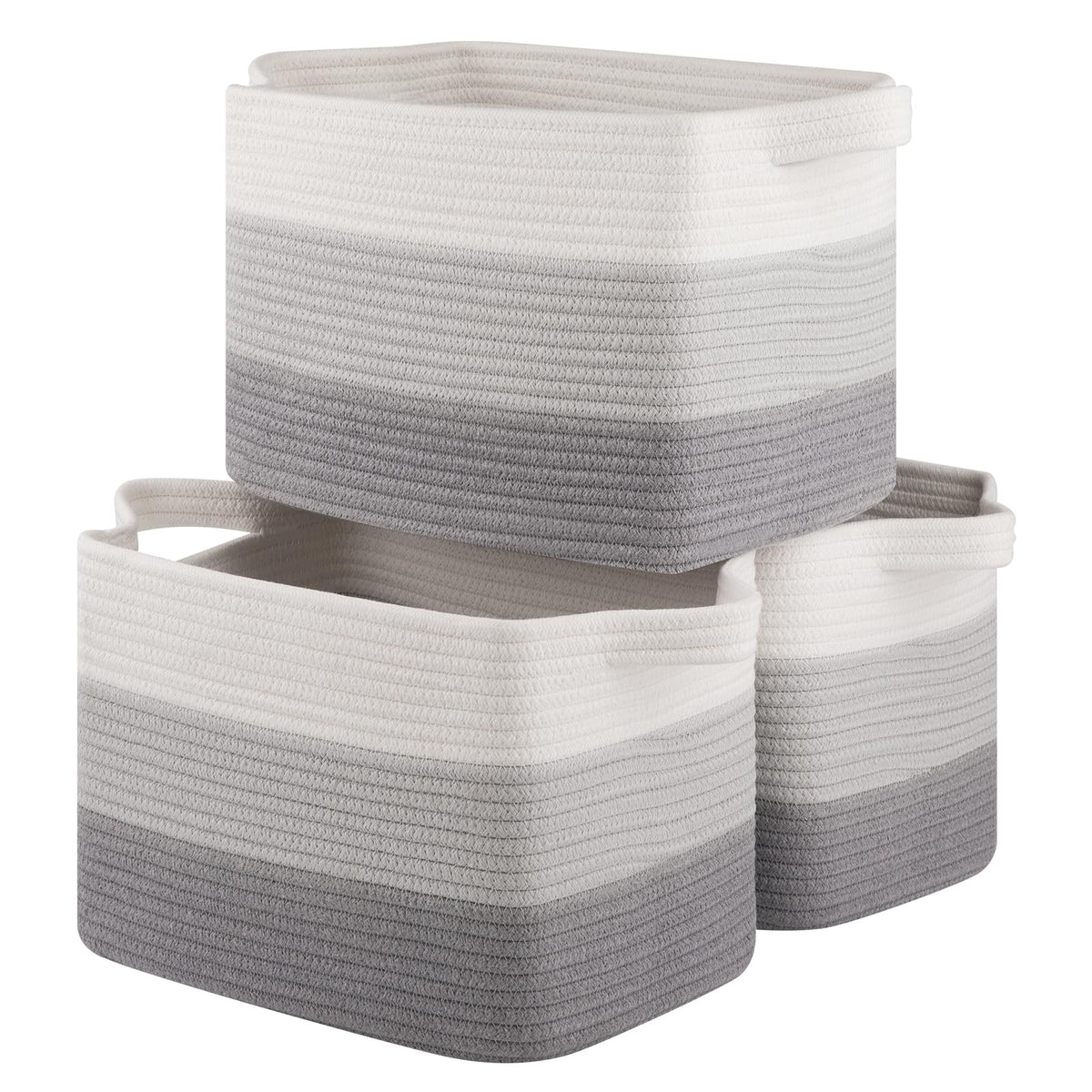 OIASKET Storage Baskets for Organizing, Woven Baskets for Shelves, Rectangle Decorative Organizer for Storage Clothes, Toy, Books, Towels Nursery Bins 3 Pack (Gradient Yellow, 13"x9.85"x8.7")