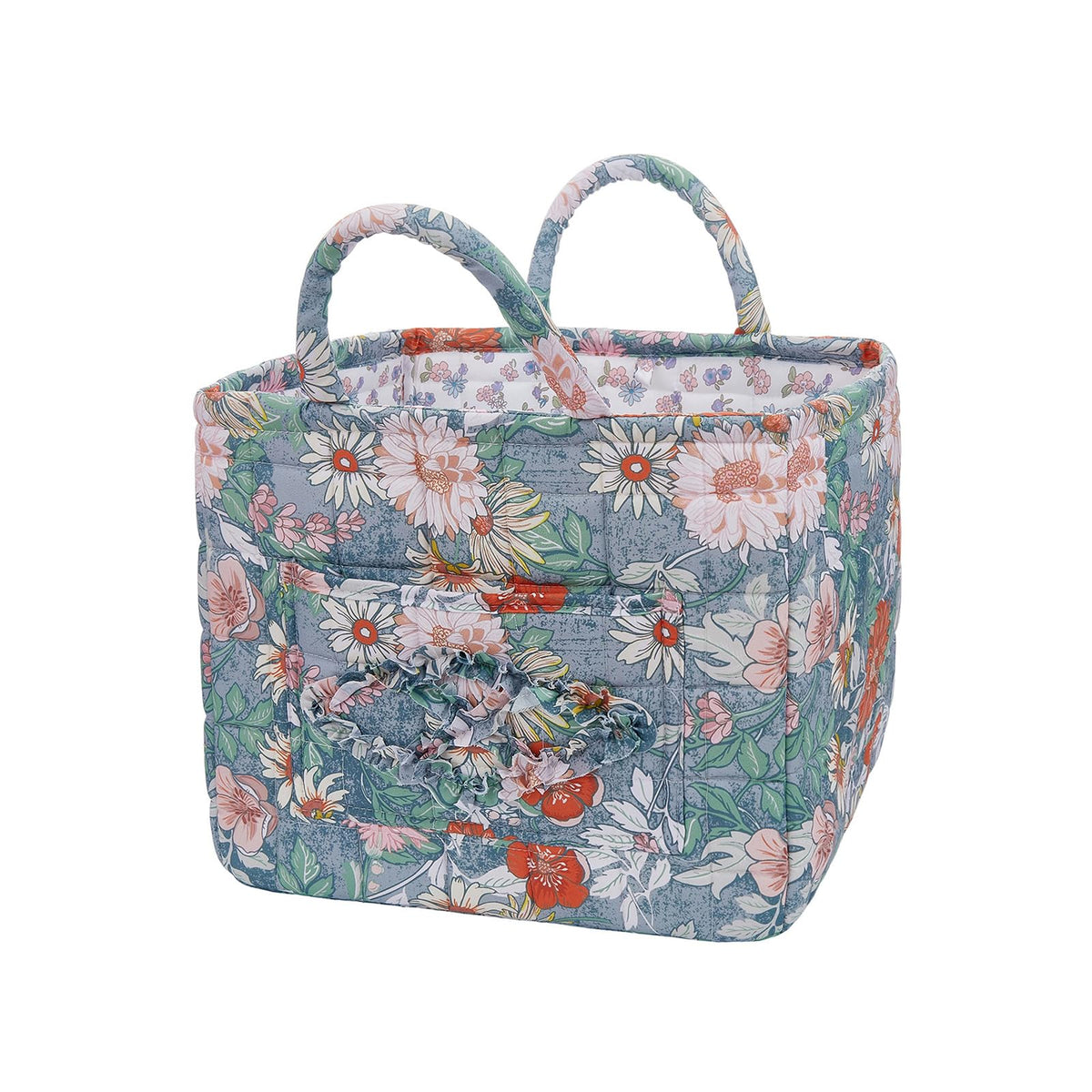 Quilted Laundry Basket with Handles - Multi-Purpose Fabric Storage Basket，Boho Fabric Storage Baskets with Handles for Car, Home & Nursery - Collapsible Square Organizer (Purple)