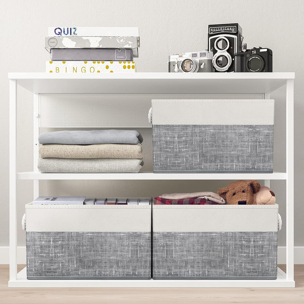 Fab totes Storage Bins Foldable Storage Baskets with Rope Handles