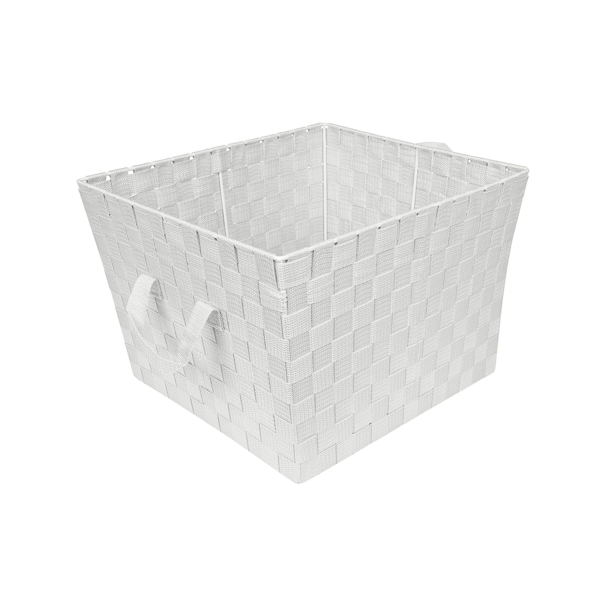 Simplify Medium Woven Strap Tote | Decorative Storage Basket | 2 Handles | Organization | Closet | Bedroom | Bathroom | Nursery | Accessories | Toys | Gifts | 1 Pack | Grey