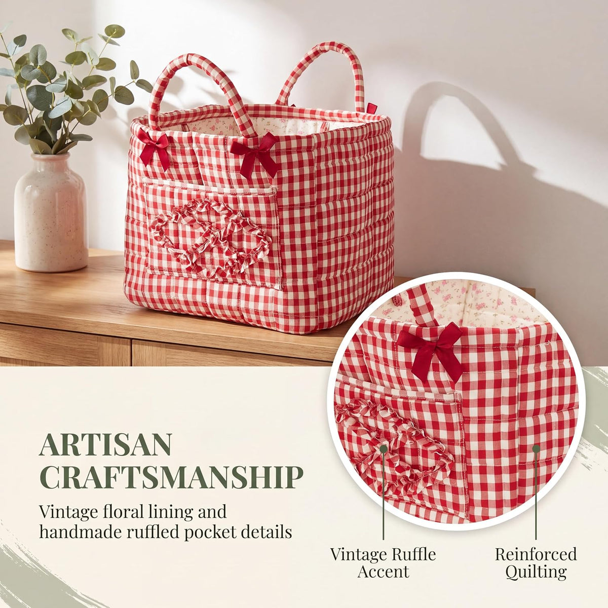 Quilted Laundry Basket with Handles—For Home, Picnics, and the Office