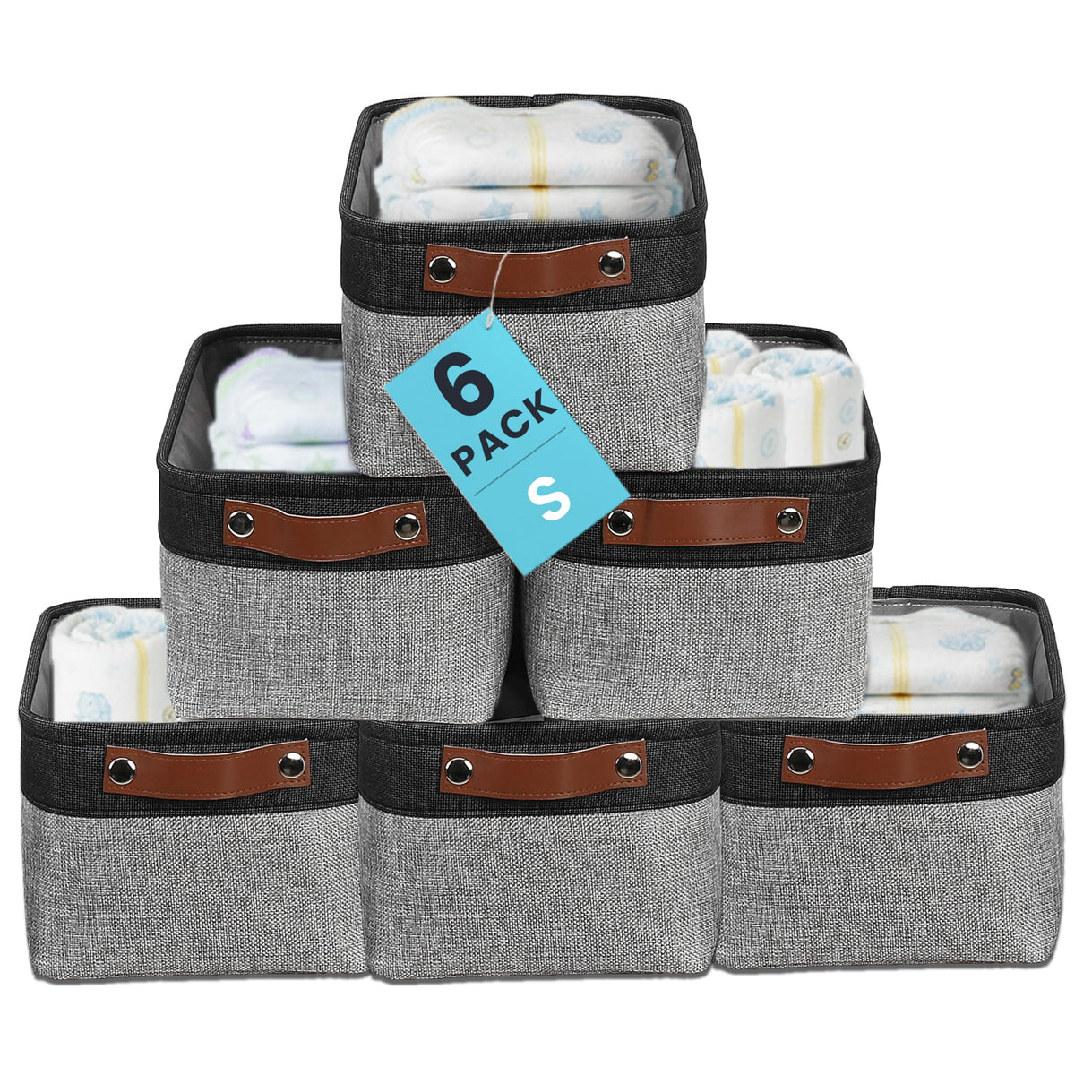 OrganiHaus 16x12.5in Storage Baskets, 3 Pack - Fabric Bins for Shelves