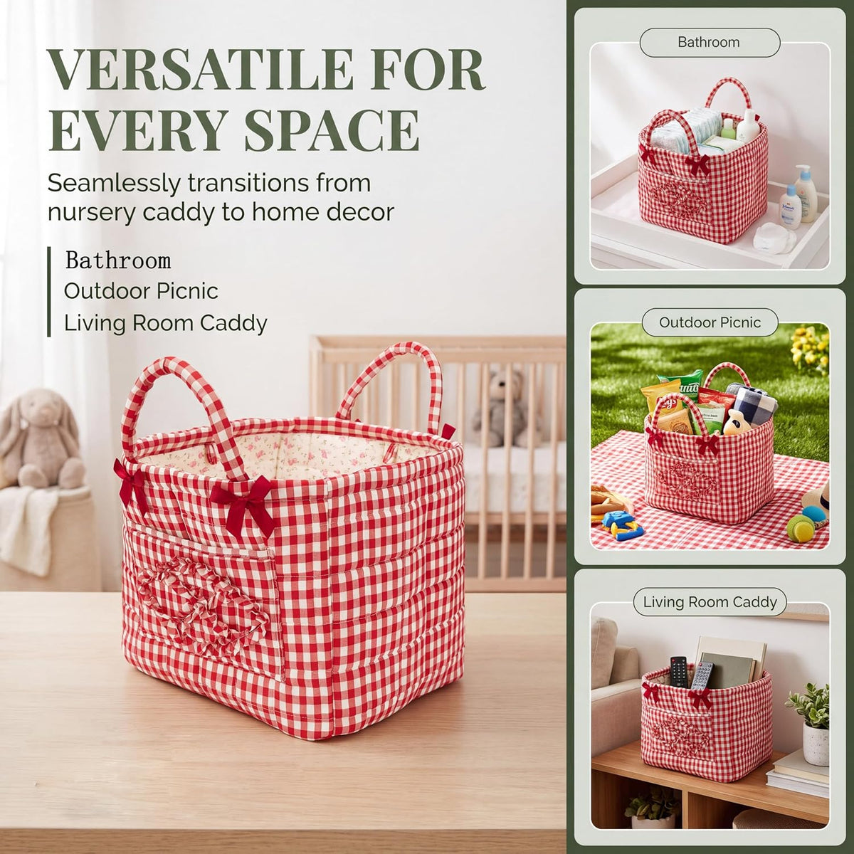 Quilted Laundry Basket with Handles—For Home, Picnics, and the Office