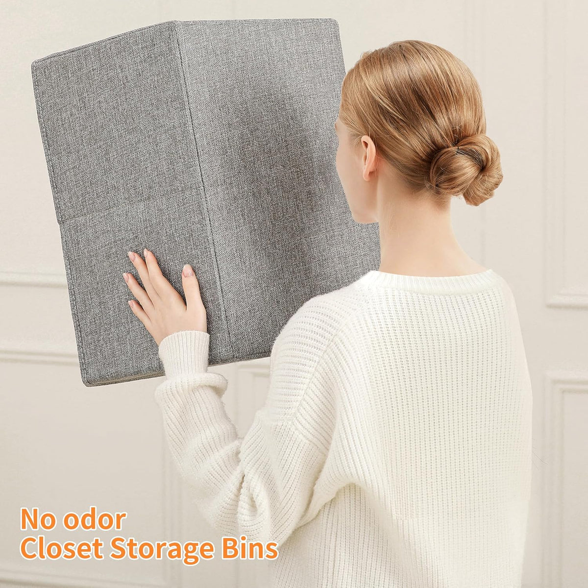 Linen Folding Storage Bins, 3 Pack Large Storage Baskets, Washable, Clothing Storage Bins with Handle, Closet Organizer for Storage Sweater,Sheets(dark grey, 18½"x11 x8½)