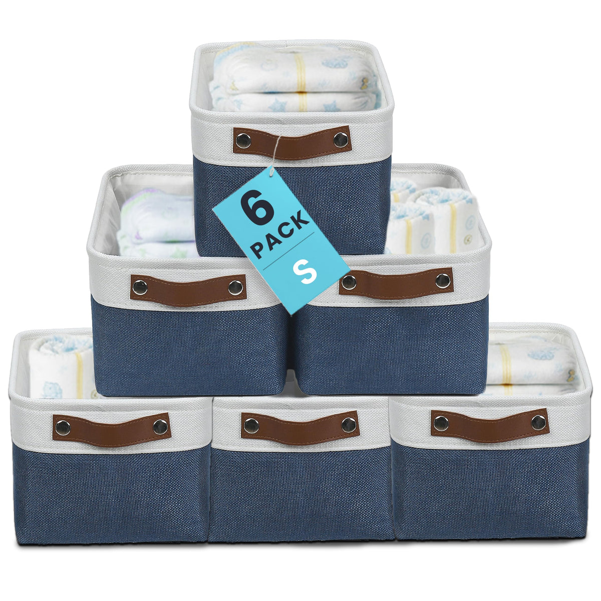 OrganiHaus 16x12.5in Storage Baskets, 3 Pack - Fabric Bins for Shelves