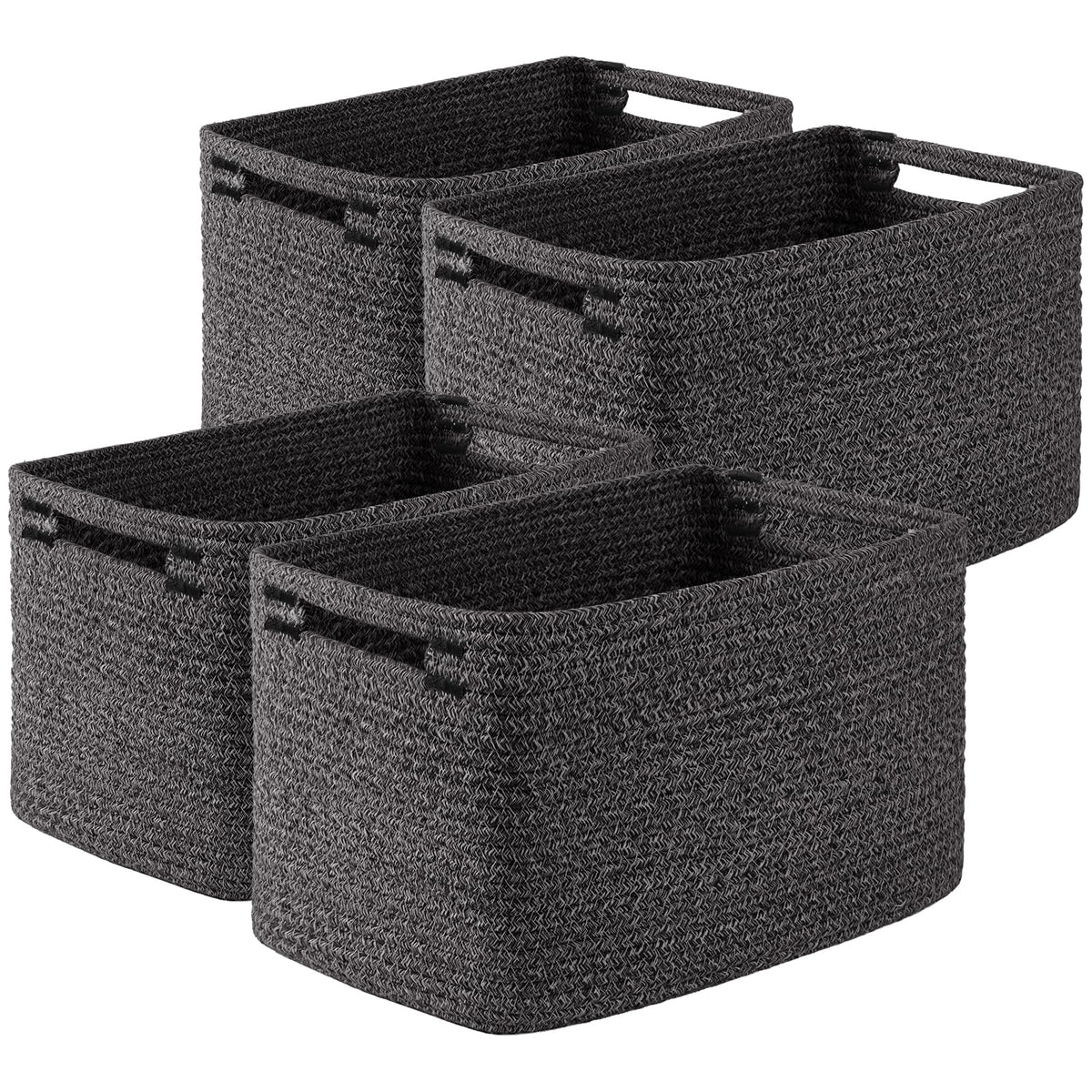 OIASKET 4Packs Natural Cotton Rope Storage Baskets for Organizing Toys, Clothes, Towels & Books, Soft Versatile Organizers for Shelves, Home Decorative Bins, 13''Lx9''Wx7.8''H, Brown