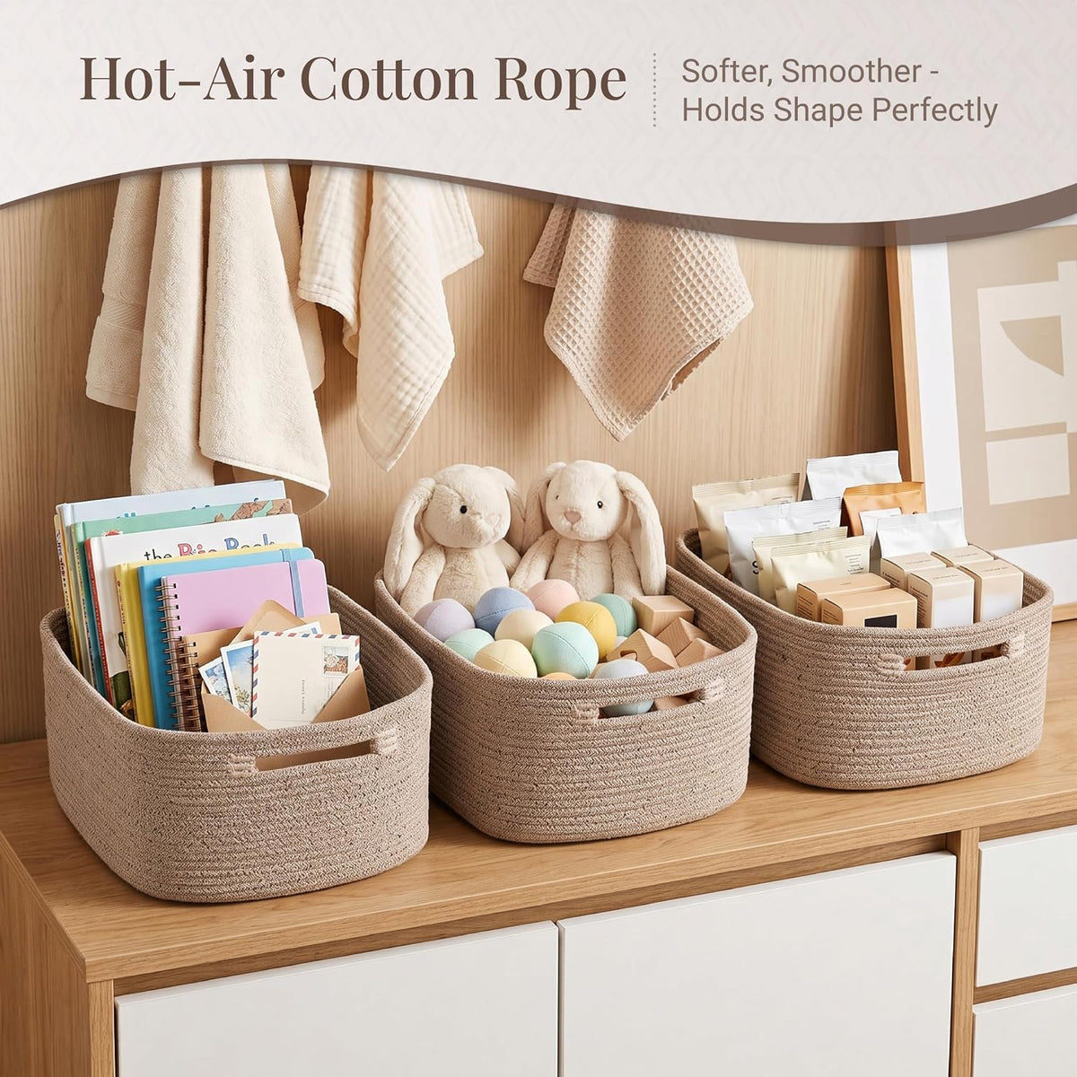 5 Pack Storage Baskets for Shelves, 17"x13"x7.5" & 7"x7"x3.5"