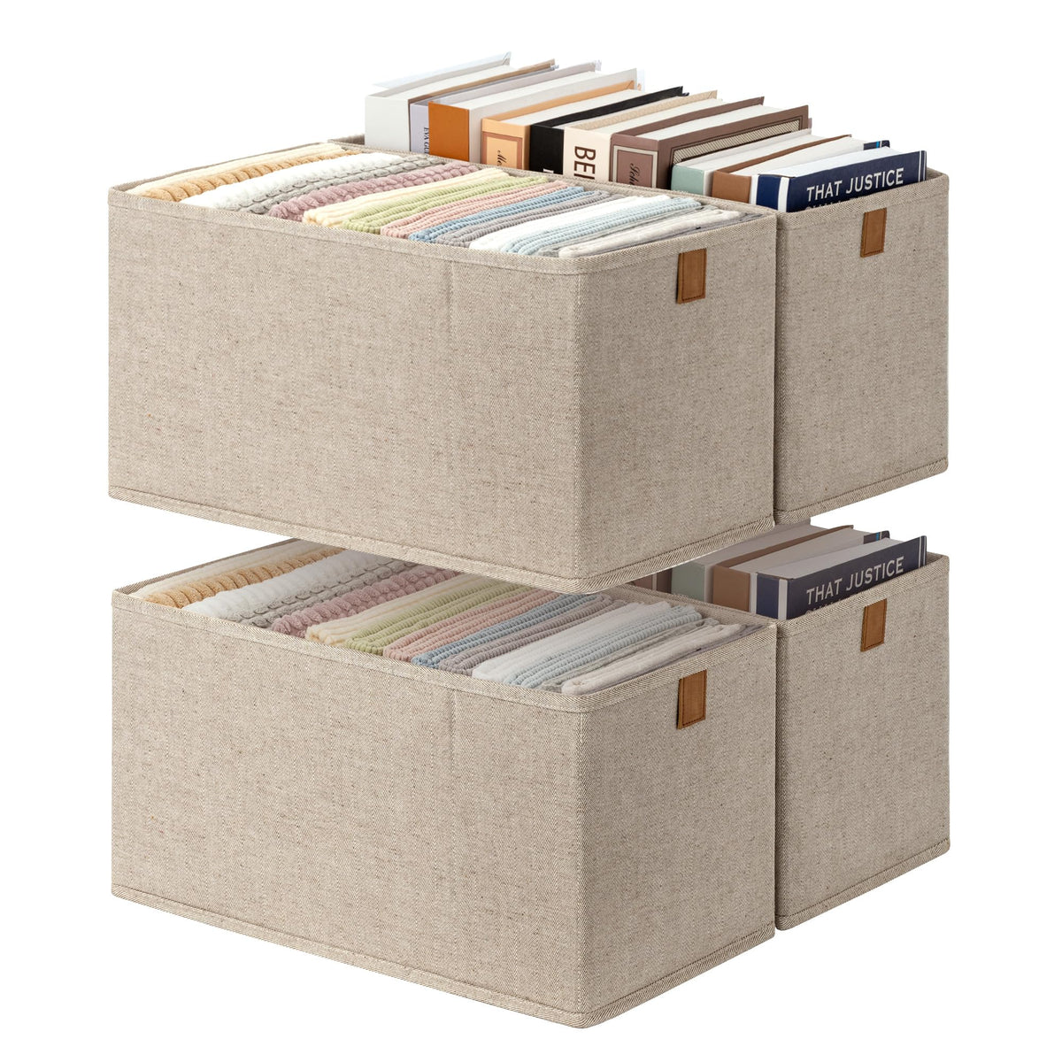StorageWorks Narrow Closet Baskets, 6¼"Lx14¾Wx8¼H, 4-Pack, Brown&Beige