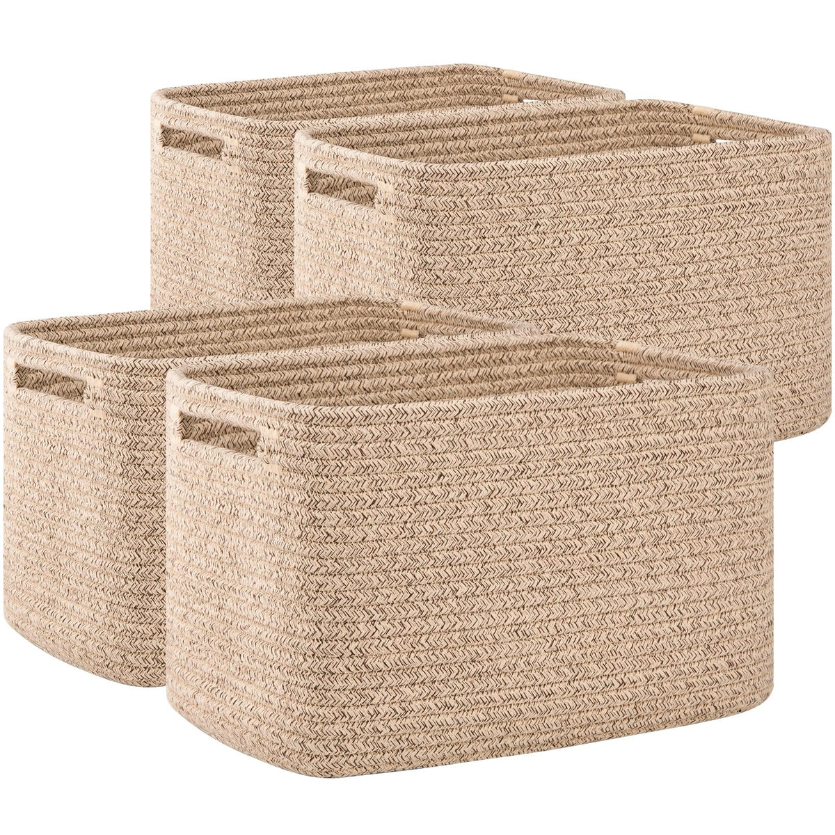 OIAHOMY 4 Pack Storage Baskets for Organizing 15L Cube Storage Bins Brown