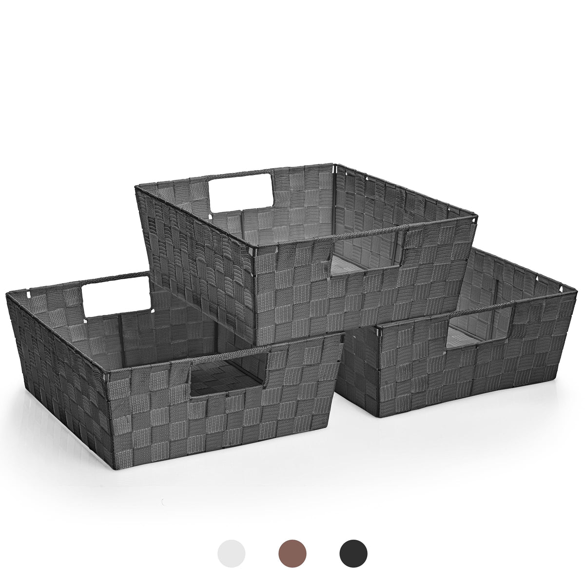 Sorbus Baskets for Organizing, Woven Storage Set (Set of 3, Gray)