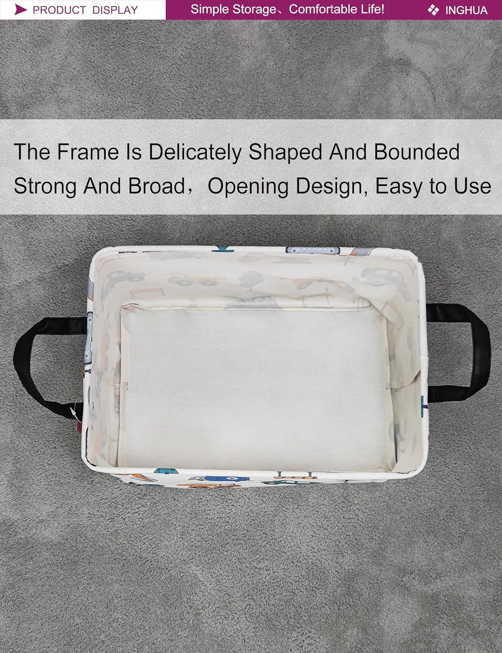 Rectangular Vehicles Storage Basket Fabric