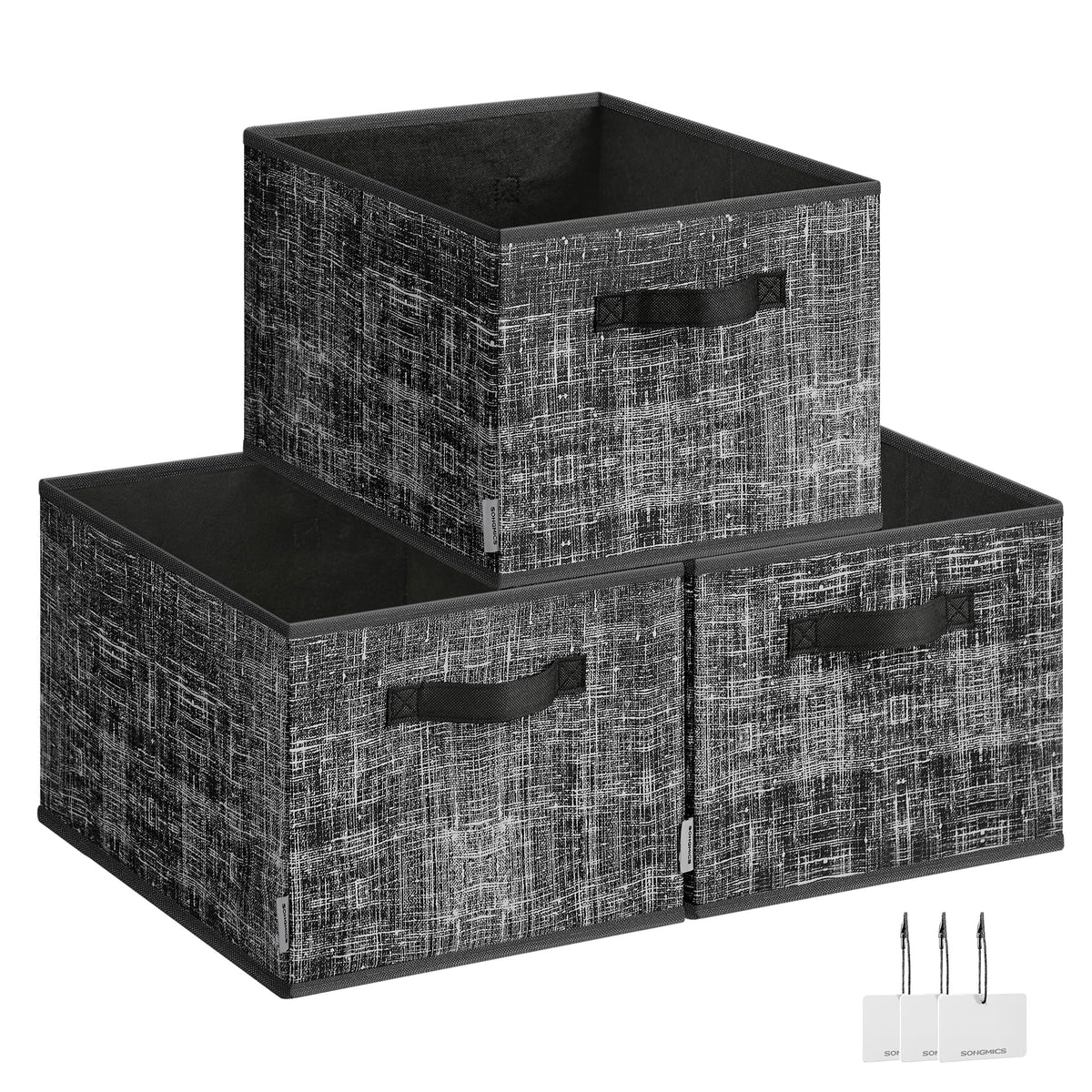 SONGMICS Storage Baskets, Set of 6, Foldable Closet Organizer for Shelves
