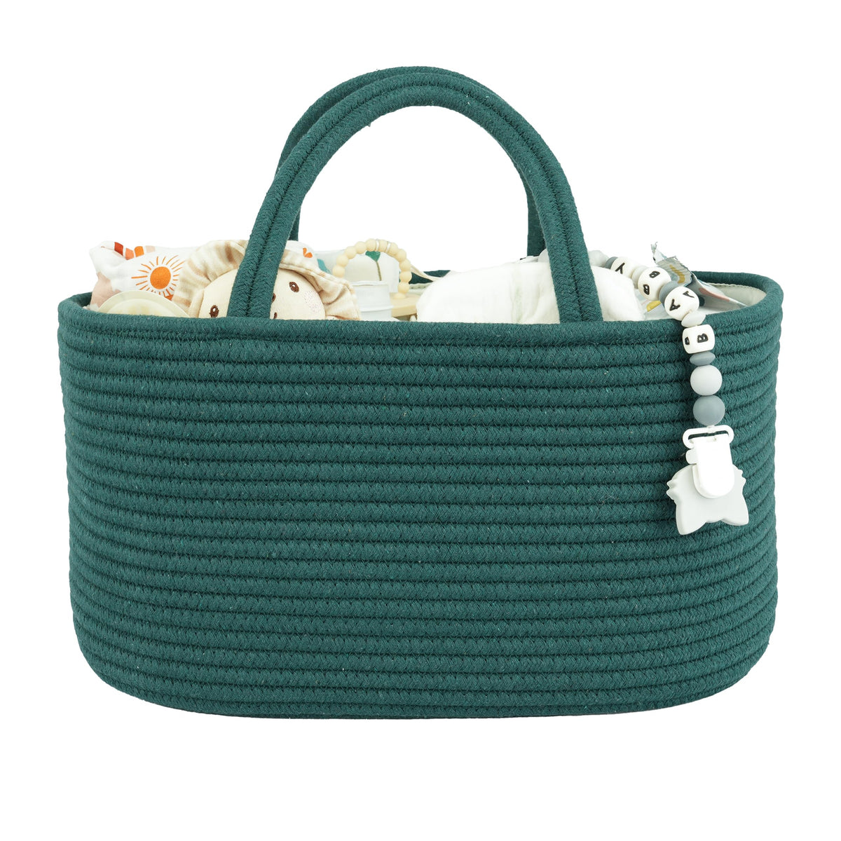 XUANGUO Cotton Rope Baby Diaper Caddy Organizer Basket Light Green