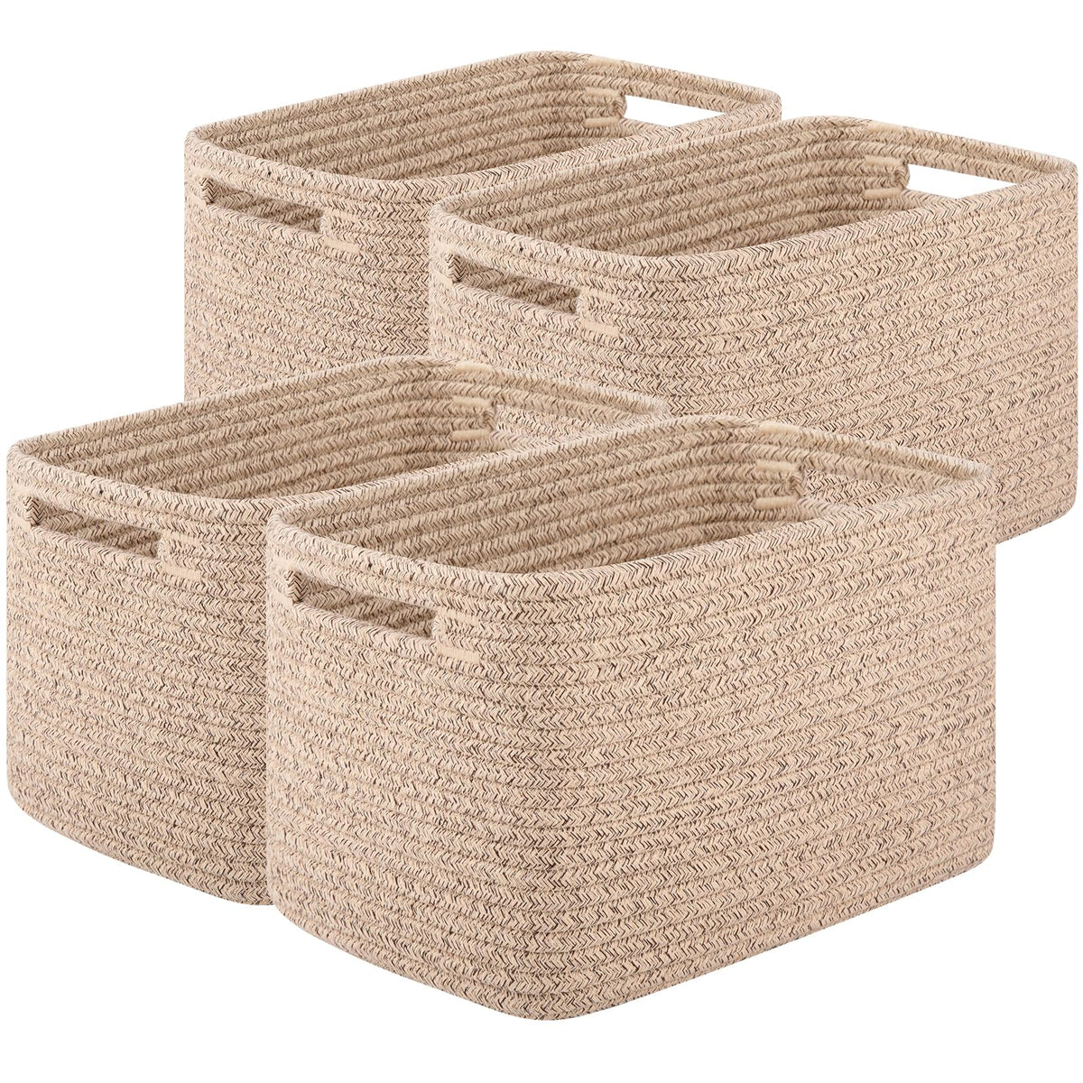 OIAHOMY 4 Pack Storage Baskets for Organizing 15L Cube Storage Bins Brown