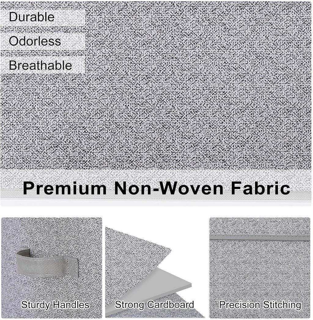 WUIKE Storage Bins with Lids, Decorative Boxes, Ash Gray, Large, 3-Pack