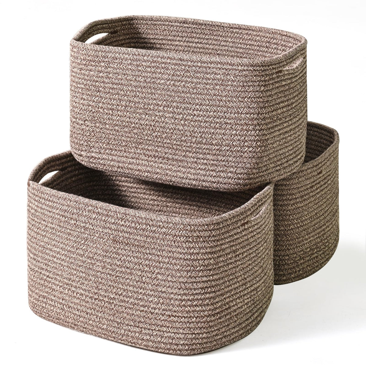 ICERZCZ Storage Baskets for Organizing Shelves 15x11x9.5 Off White 3 Packs