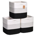 NaturalCozy Storage Cubes 11 Inch Cotton Rope Woven Baskets for Organizing, 3-Pack | Cube Bin Square Shelves Organizer, Classroom, Kids Toy Bins, Closet, Baby Nursery
