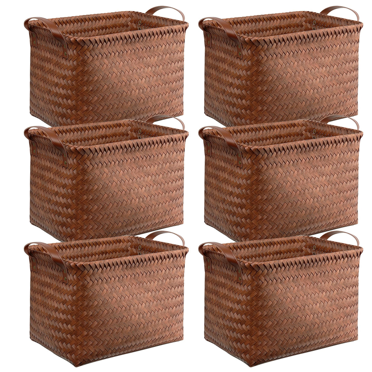 BROWNLILY Handwoven Wicker Storage Baskets, Pack of 4, Brown