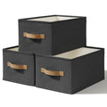 3-Pack Closet Storage Bins, Foldable Fabric Storage Baskets, Beige