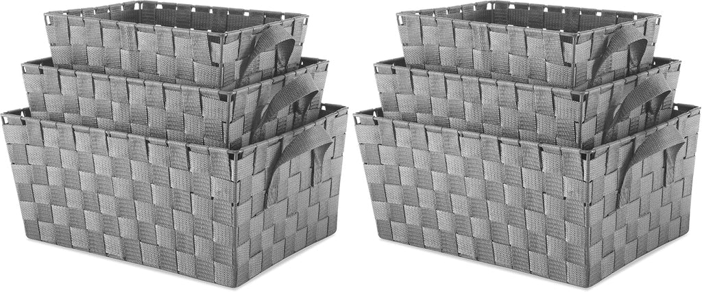 Whitmor Woven Strap Storage Baskets S/3-Gray