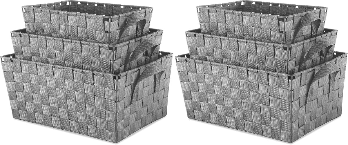 Whitmor Woven Strap Storage Baskets S/3-Gray